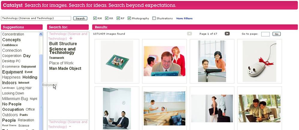Catalyst de Getty Images, une nouvelle interface de recherche