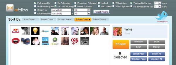 Gérer vos contacts Twitter avec Refollow.com