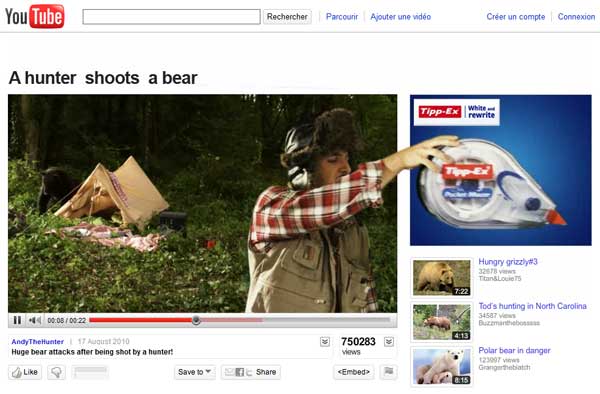 Youtube + Tipp-ex = une chasse à l’ours